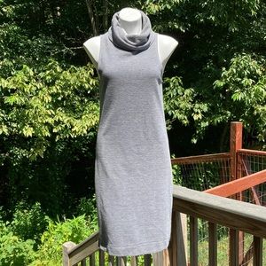 Banana Republic gray ribbed cowl neck column dress with zipper vents size M